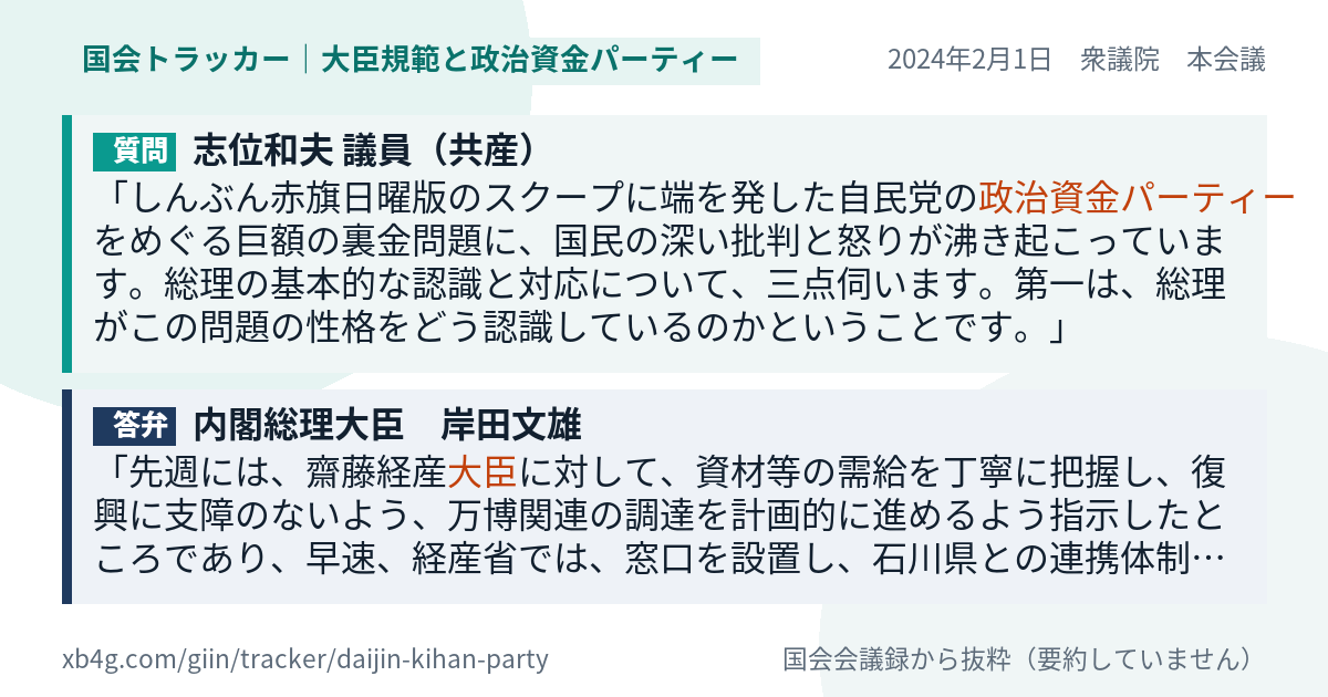 質問と答弁のカード