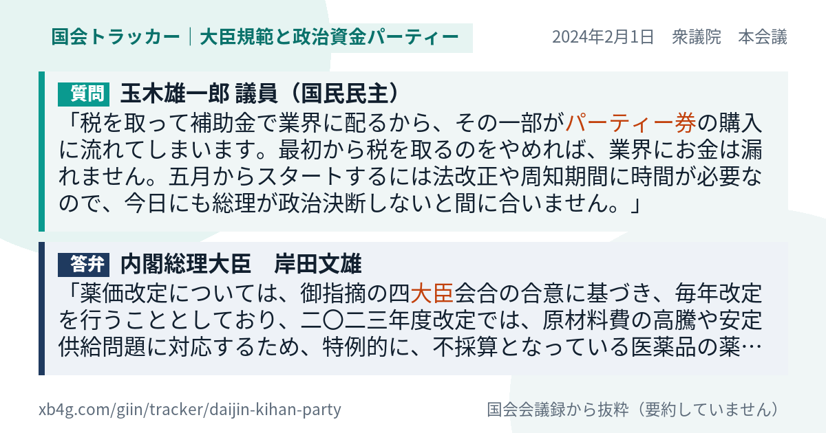 質問と答弁のカード