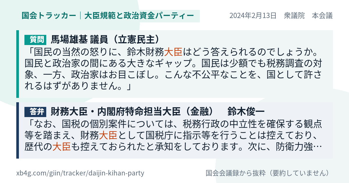 質問と答弁のカード
