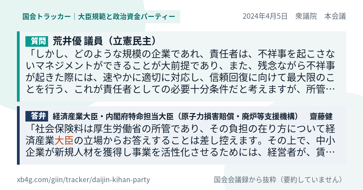 質問と答弁のカード