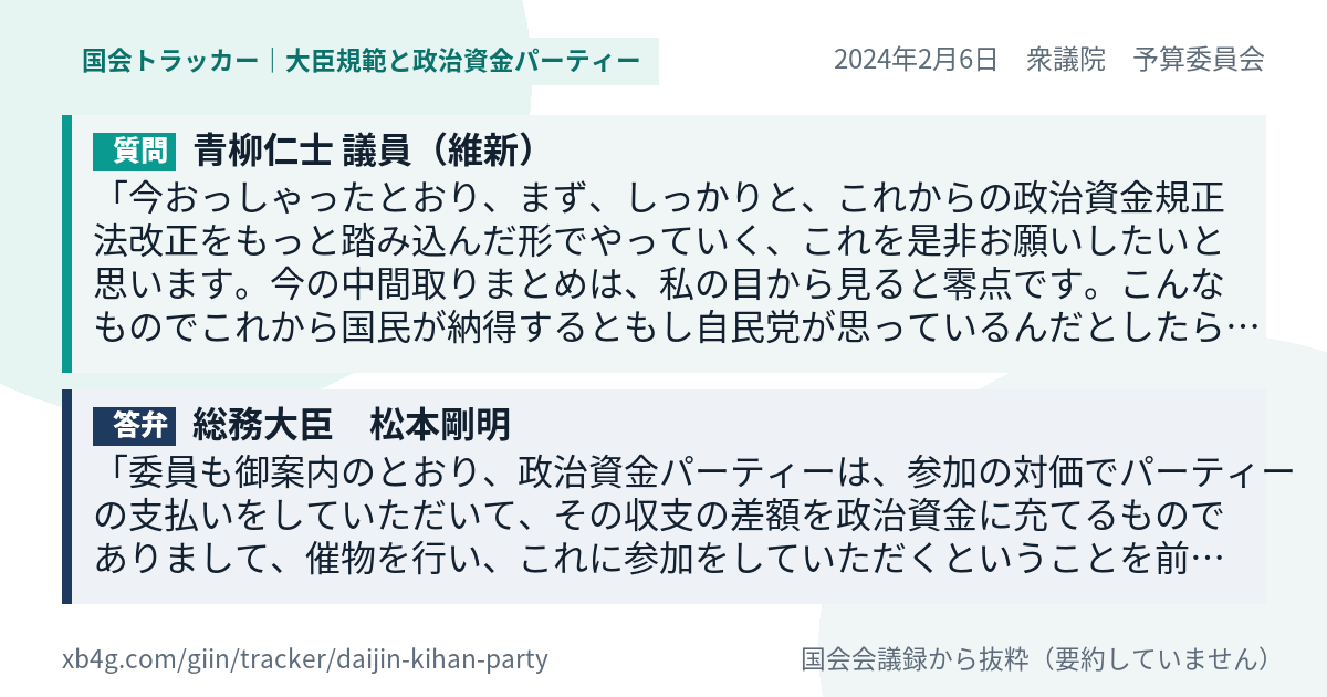 質問と答弁のカード