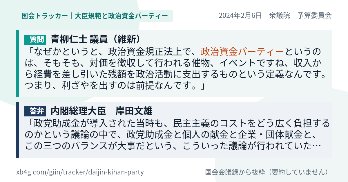 質問と答弁のカード