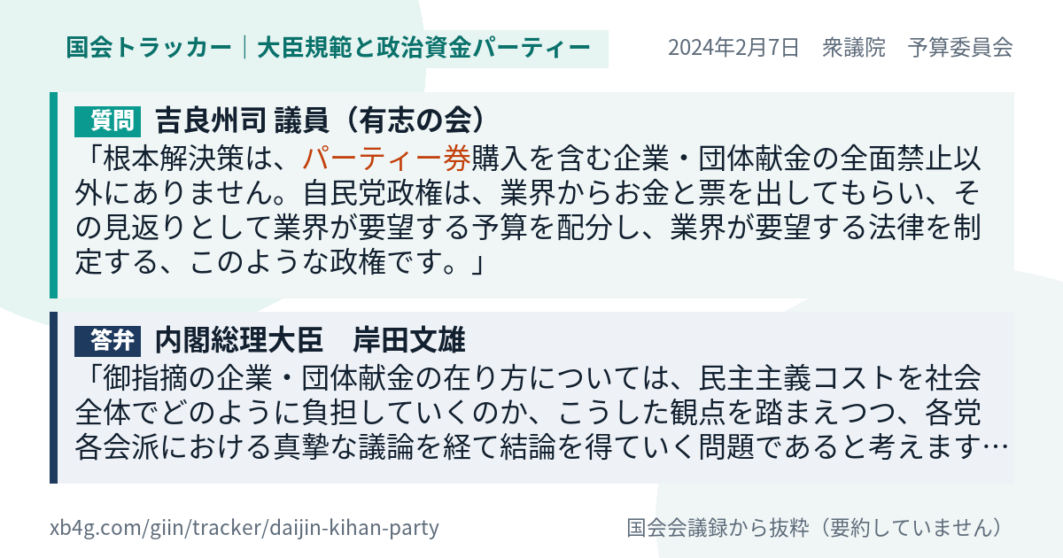 質問と答弁のカード