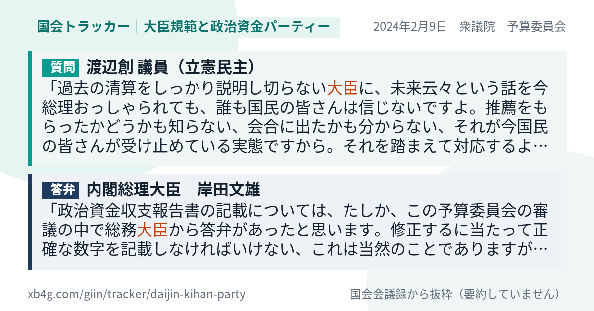 質問と答弁のカード