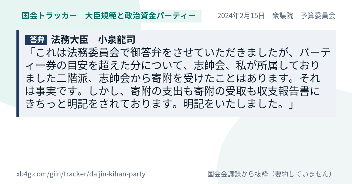 質問と答弁のカード