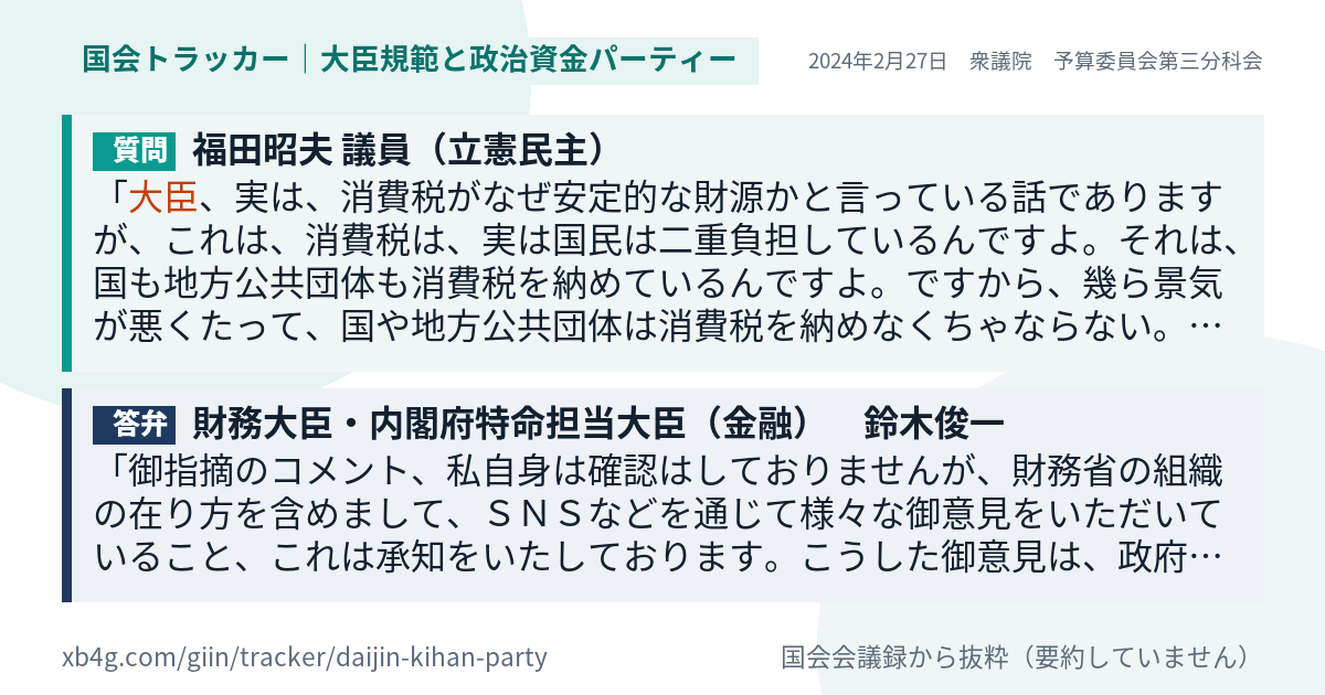 質問と答弁のカード