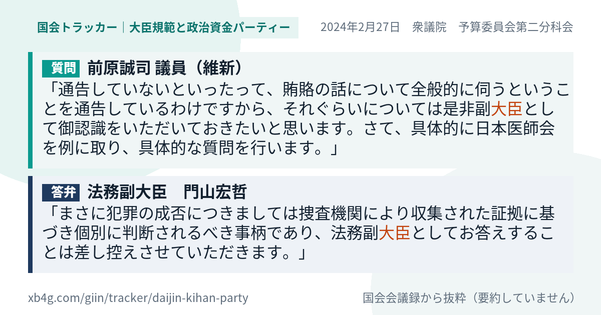 質問と答弁のカード