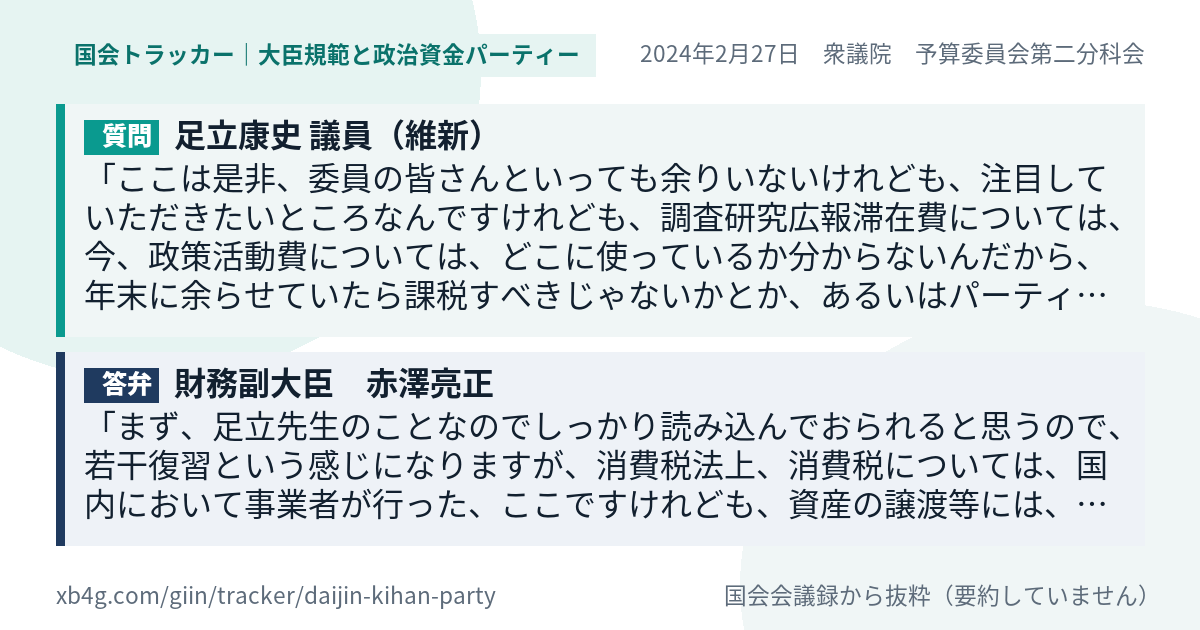 質問と答弁のカード