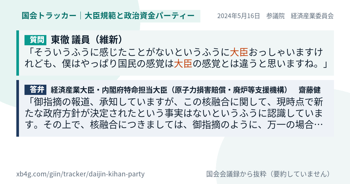 質問と答弁のカード