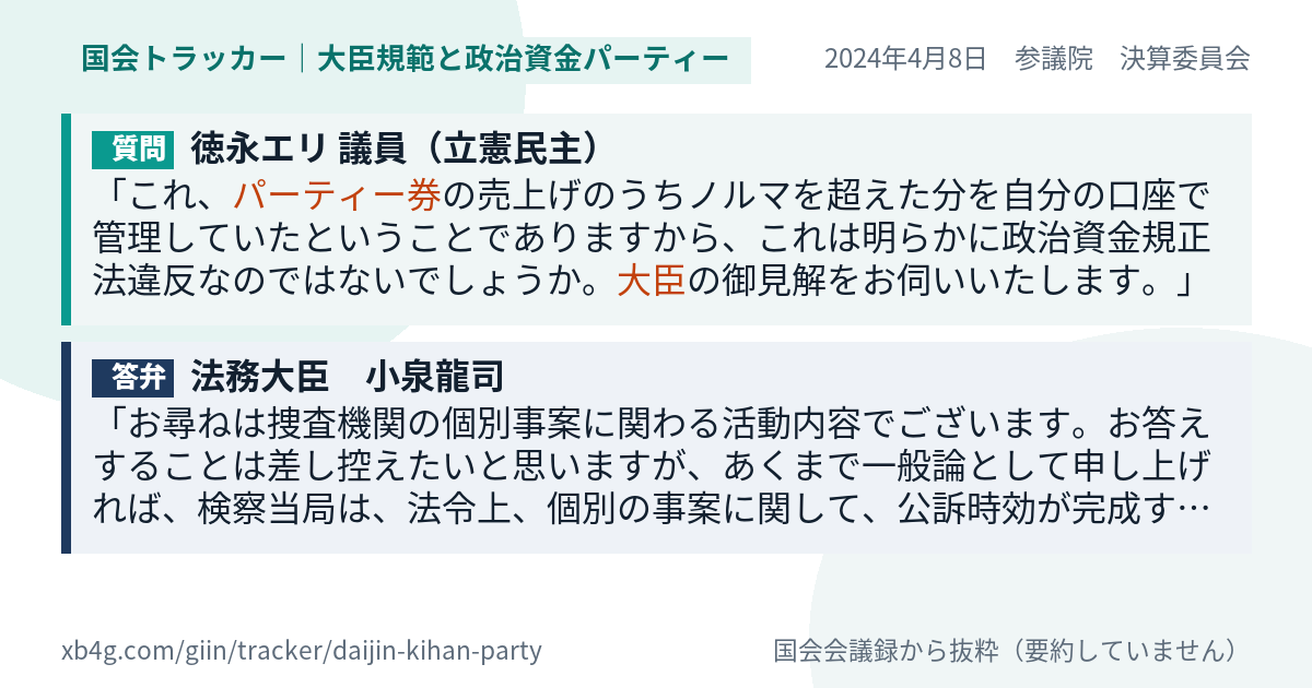 質問と答弁のカード