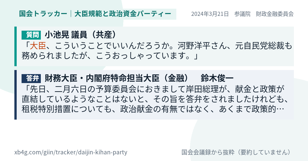 質問と答弁のカード