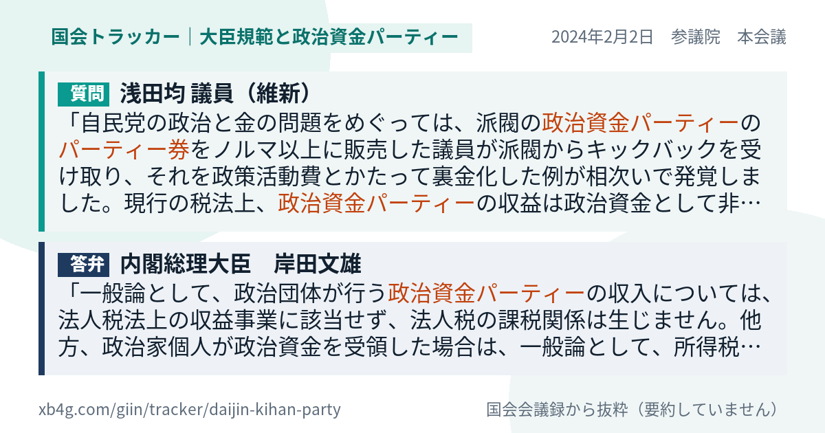 質問と答弁のカード