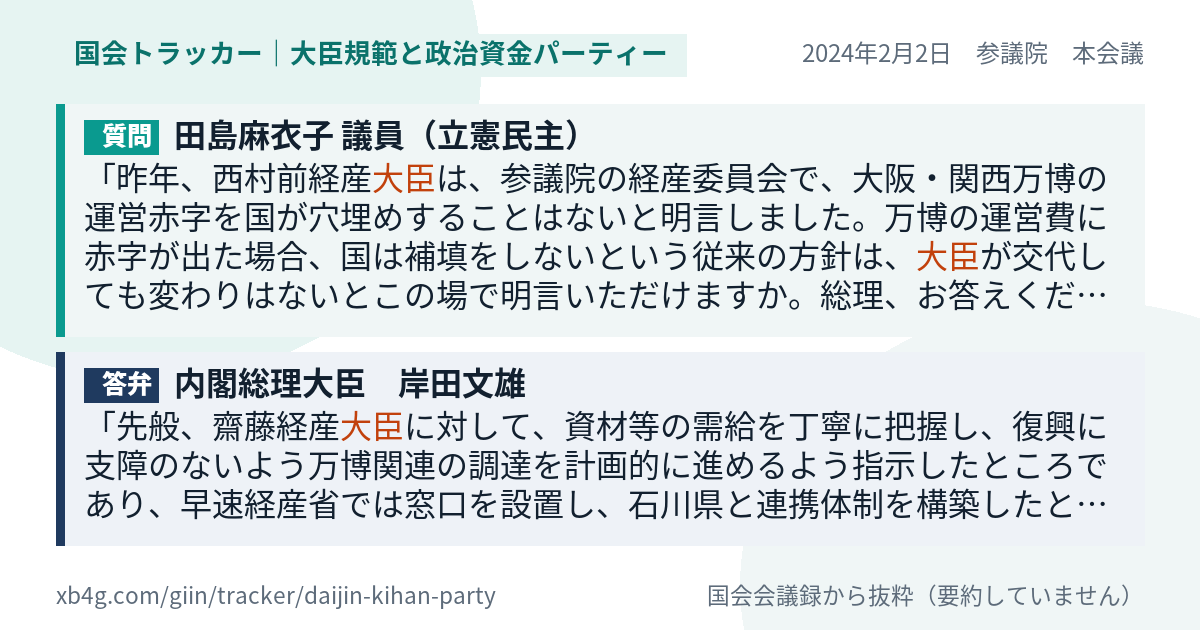 質問と答弁のカード