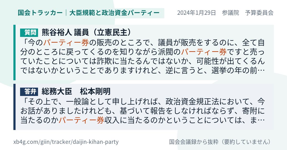 質問と答弁のカード