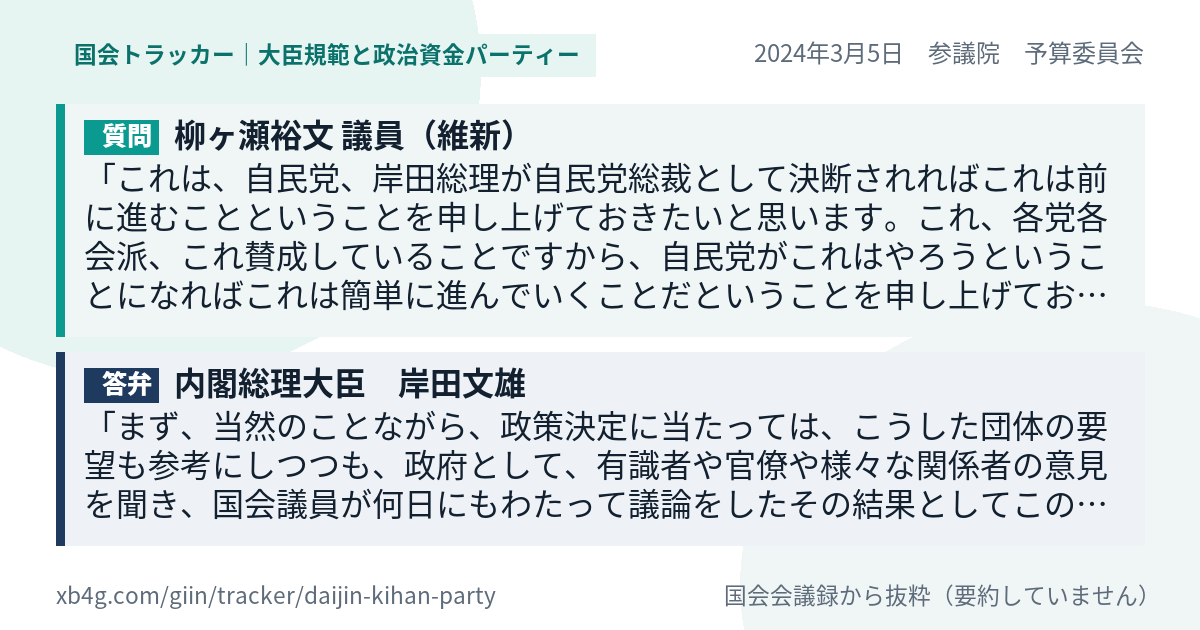 質問と答弁のカード