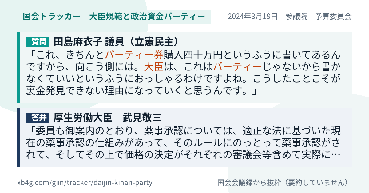 質問と答弁のカード
