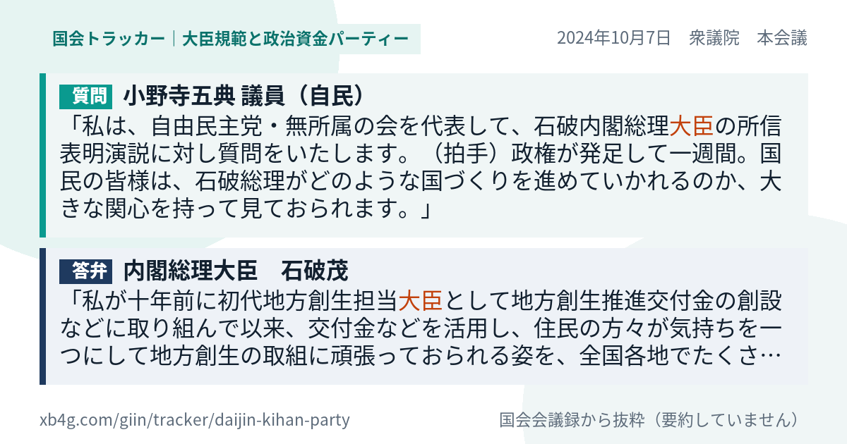 質問と答弁のカード