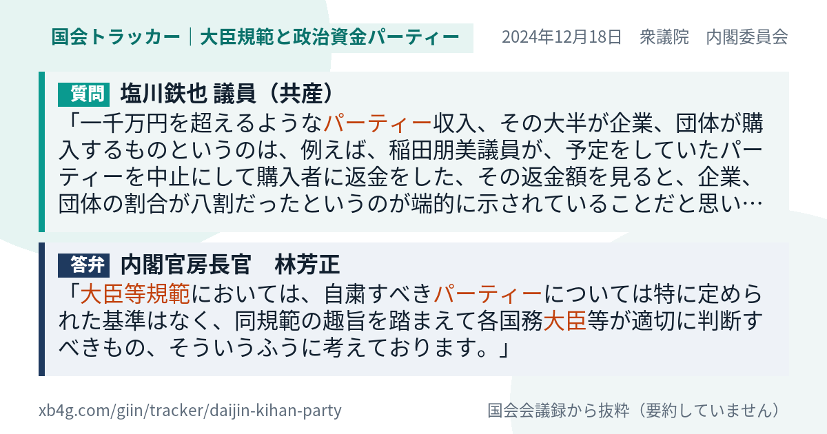 質問と答弁のカード