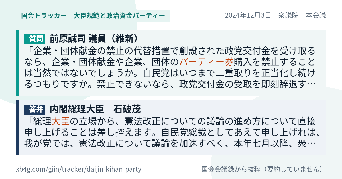 質問と答弁のカード