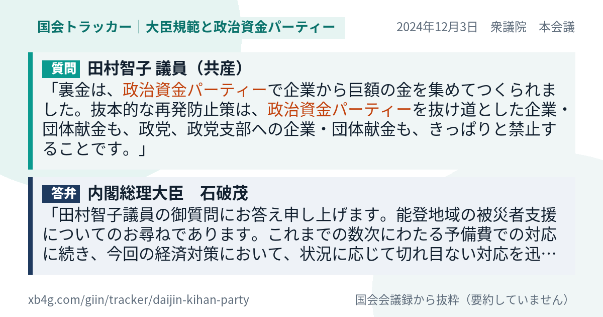 質問と答弁のカード
