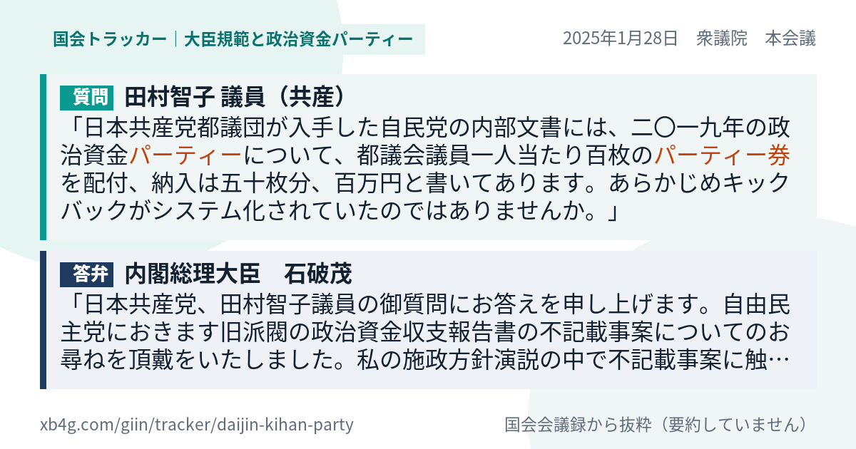 質問と答弁のカード