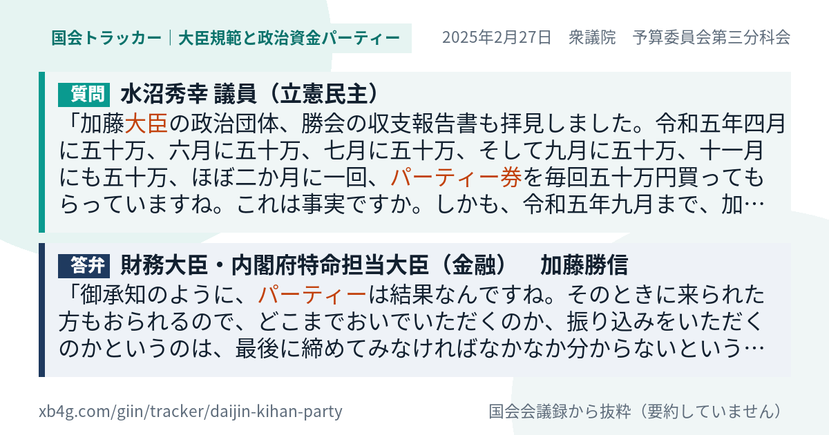 質問と答弁のカード