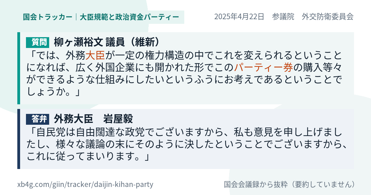 質問と答弁のカード