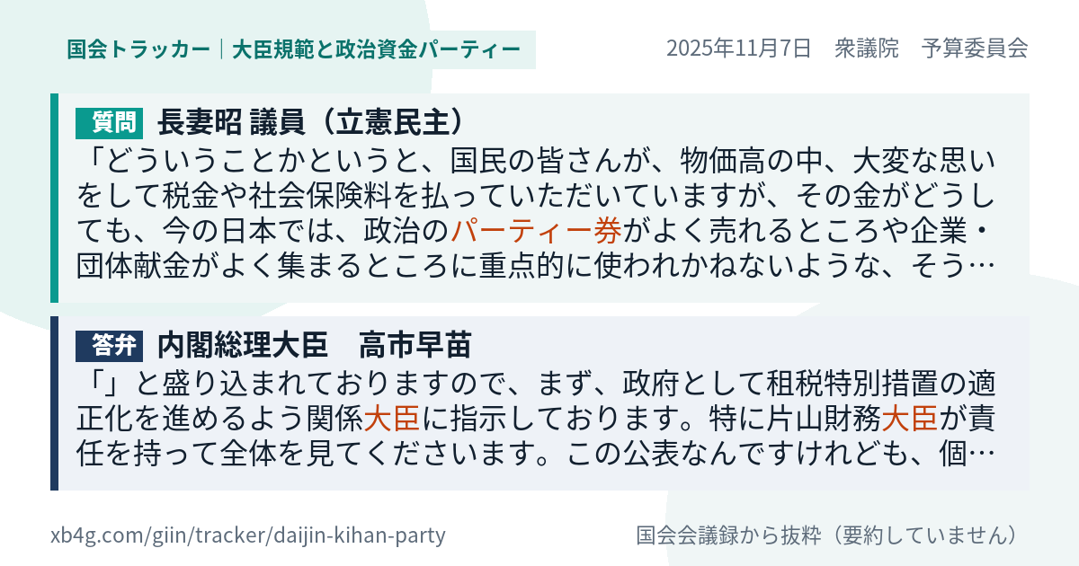 質問と答弁のカード