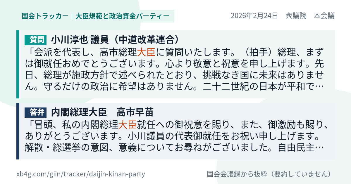 質問と答弁のカード