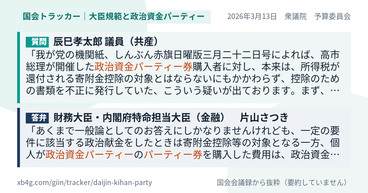 質問と答弁のカード