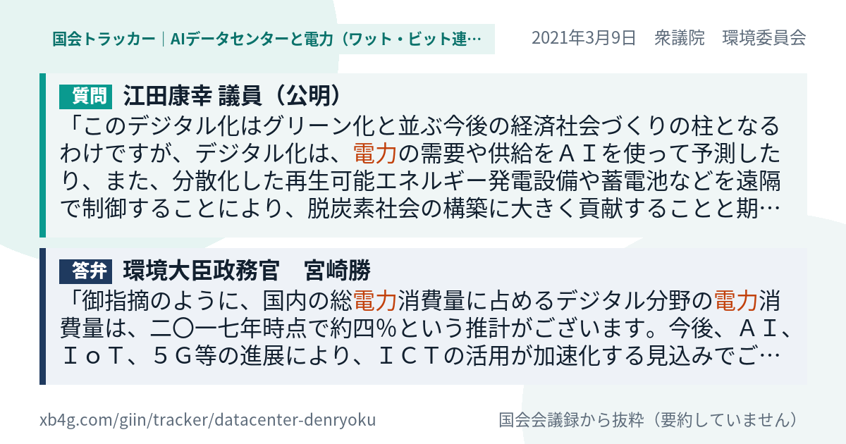 質問と答弁のカード