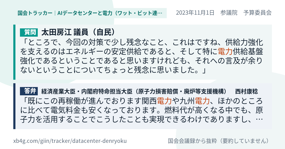 質問と答弁のカード