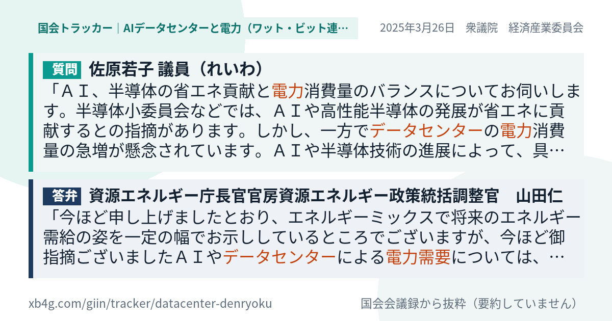 質問と答弁のカード