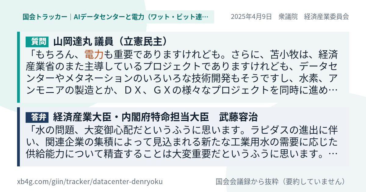 質問と答弁のカード