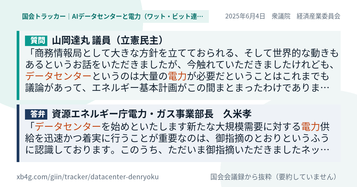 質問と答弁のカード