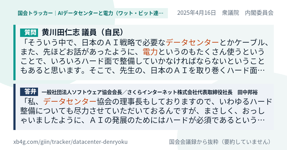 質問と答弁のカード