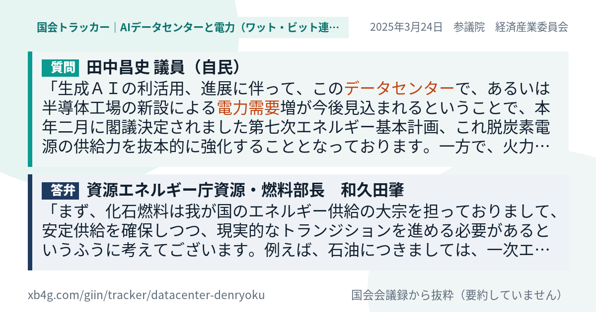 質問と答弁のカード