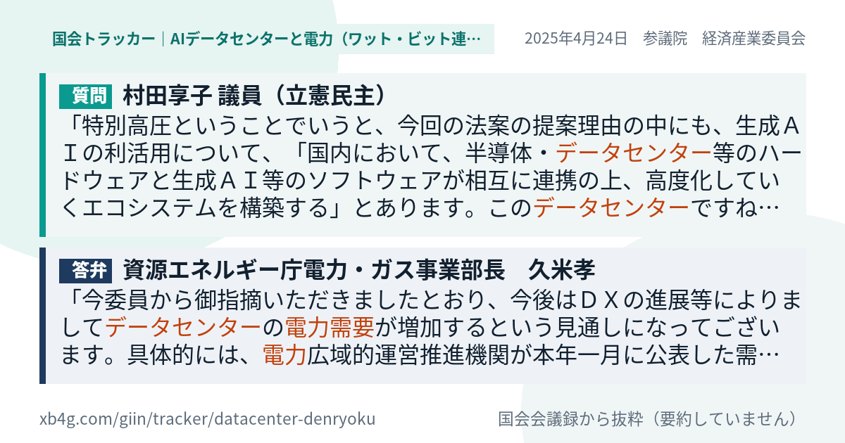 質問と答弁のカード
