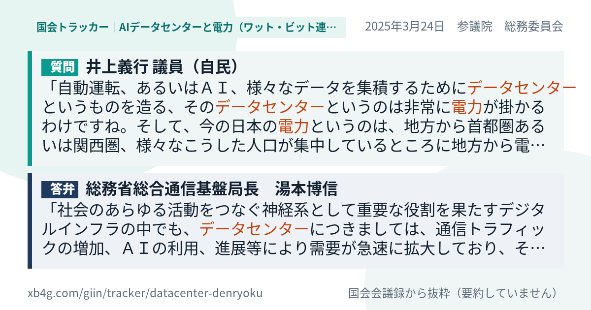 質問と答弁のカード