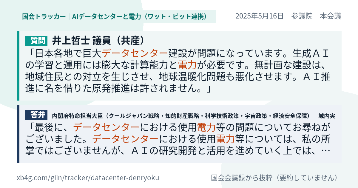 質問と答弁のカード