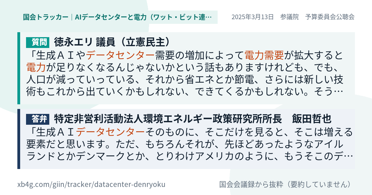 質問と答弁のカード
