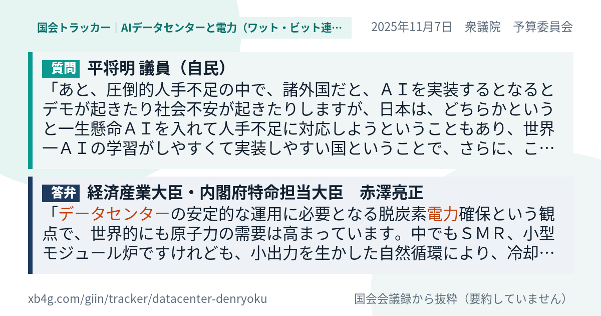 質問と答弁のカード