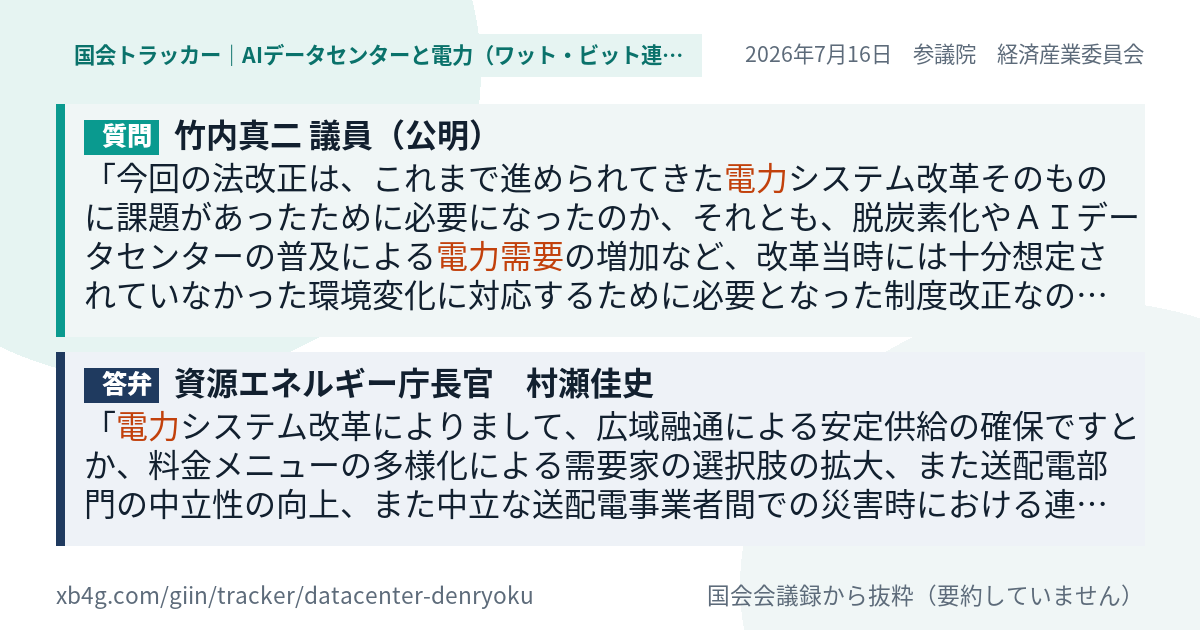 質問と答弁のカード
