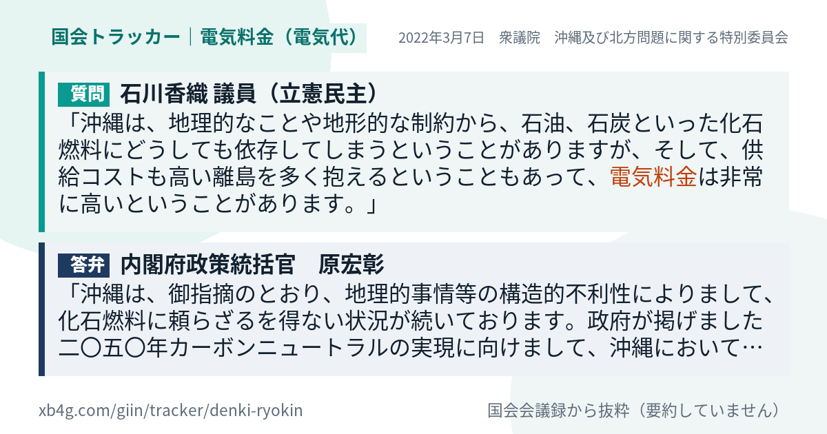 質問と答弁のカード