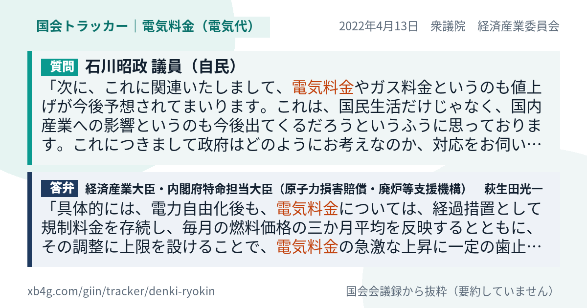 質問と答弁のカード