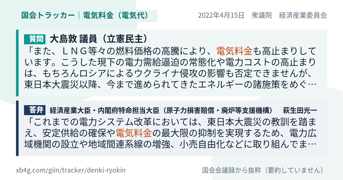 質問と答弁のカード