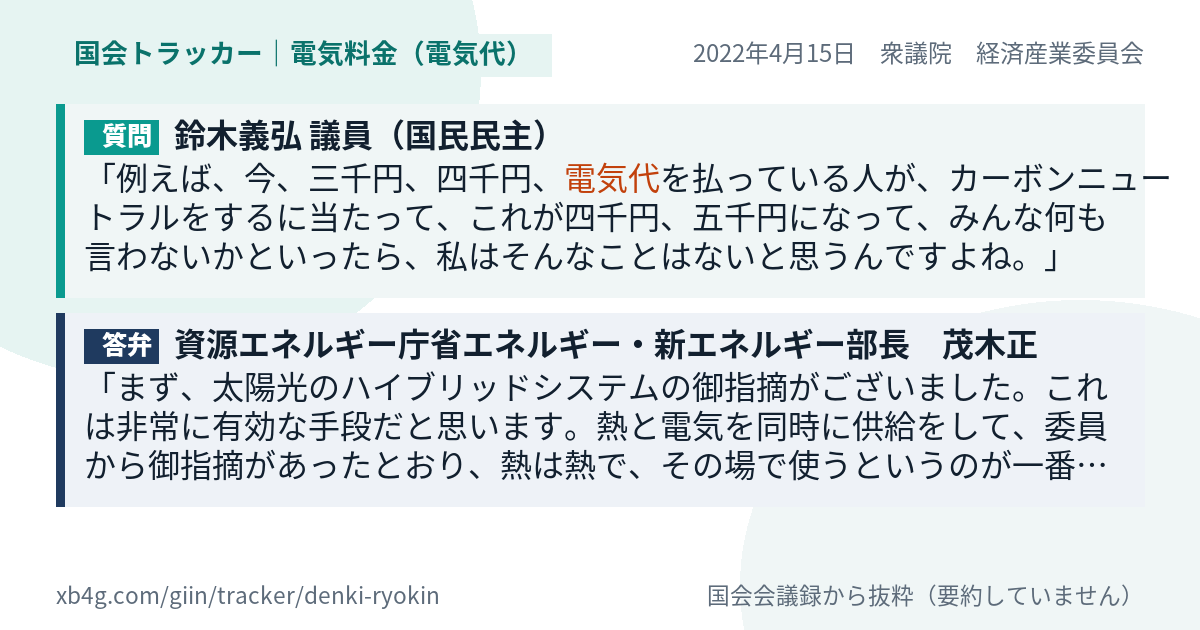 質問と答弁のカード
