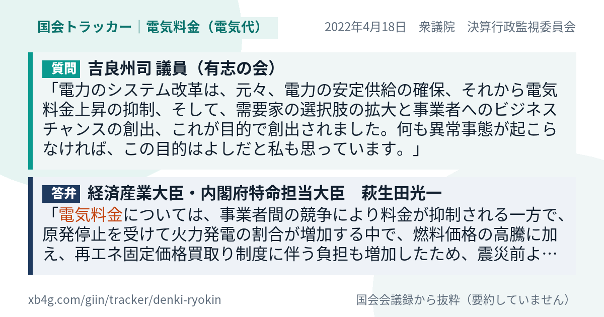 質問と答弁のカード