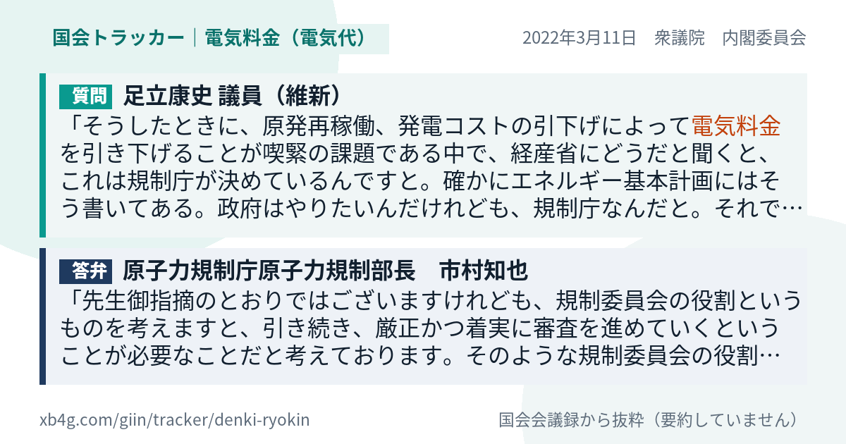 質問と答弁のカード