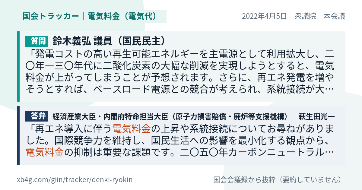 質問と答弁のカード